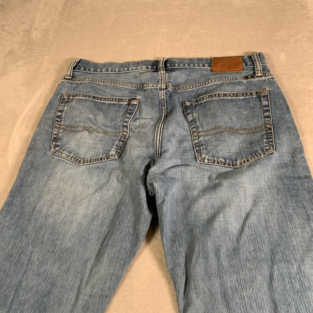Lucky Brand Jeans Mens 34x30 Light Blue 221 Original Straight Distressed‎ Denim - Picture 13 of 15